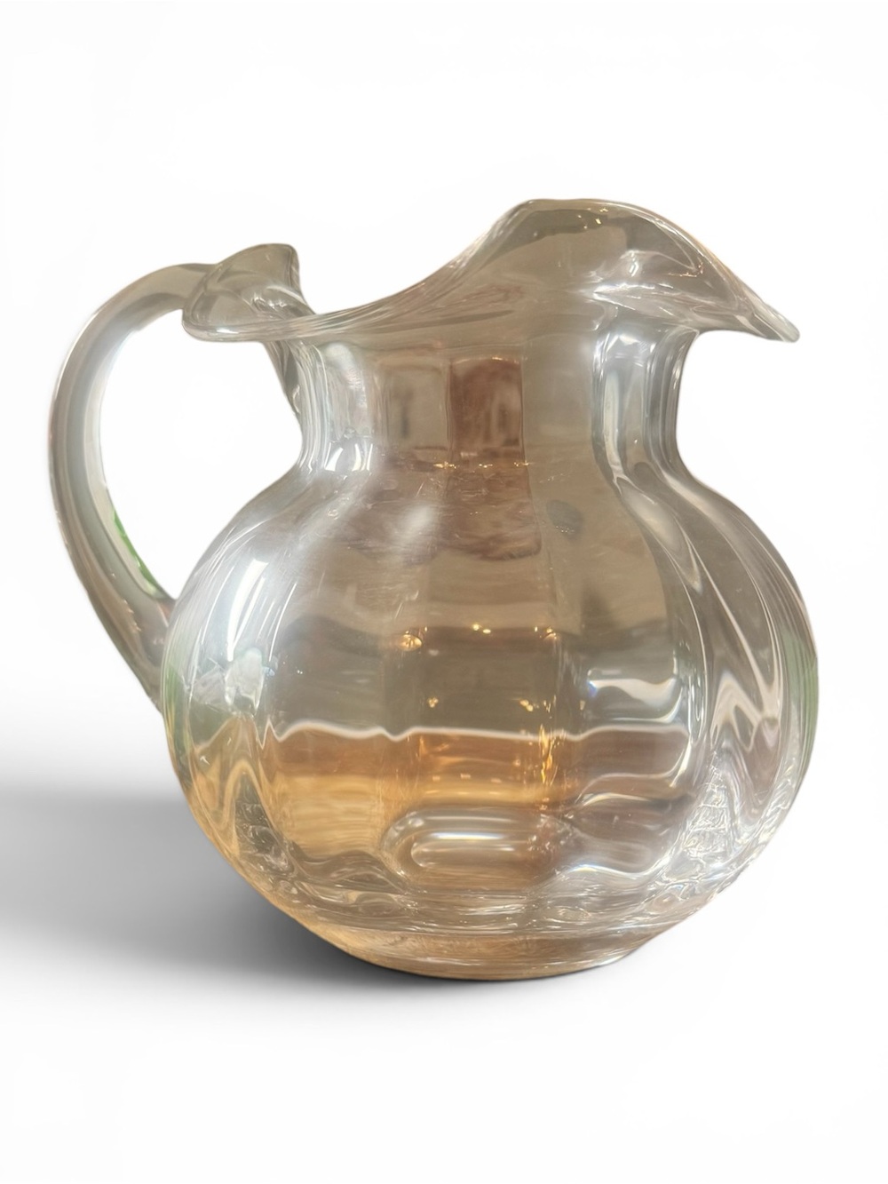 Tiffany & Co. Clear Glass Pitcher with Subtle Amber Tint